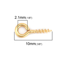 Gold Screw Eyes Bails - 10pcs Stainless Steel Bails Top Drilled 