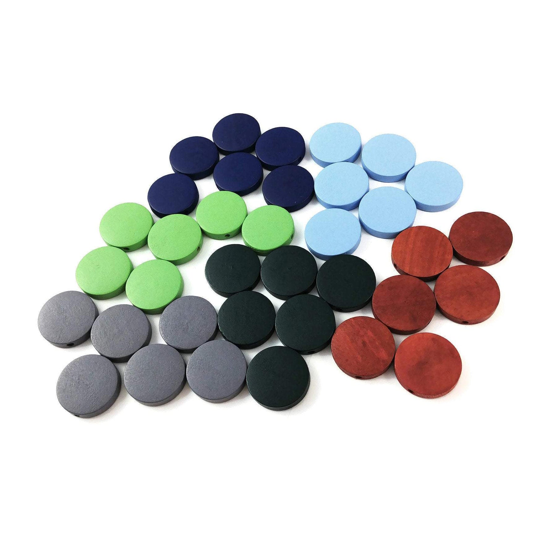 Wood Beads Flat Round 20mm - Choose your color