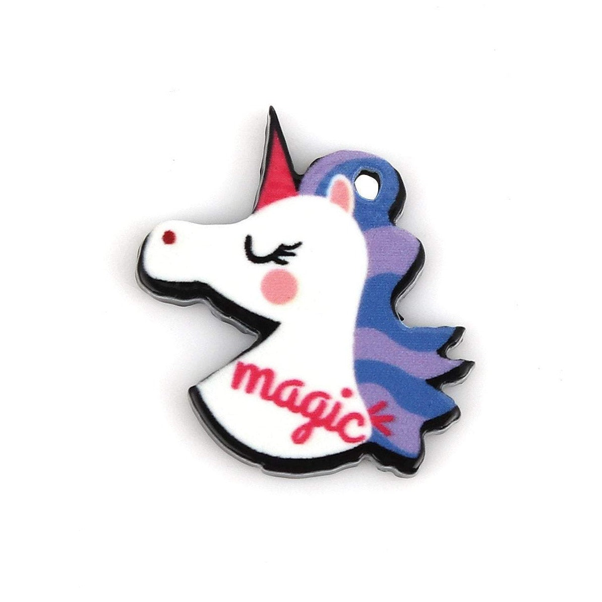 Magic unicorn charm, 5 acrylic unicorn charms