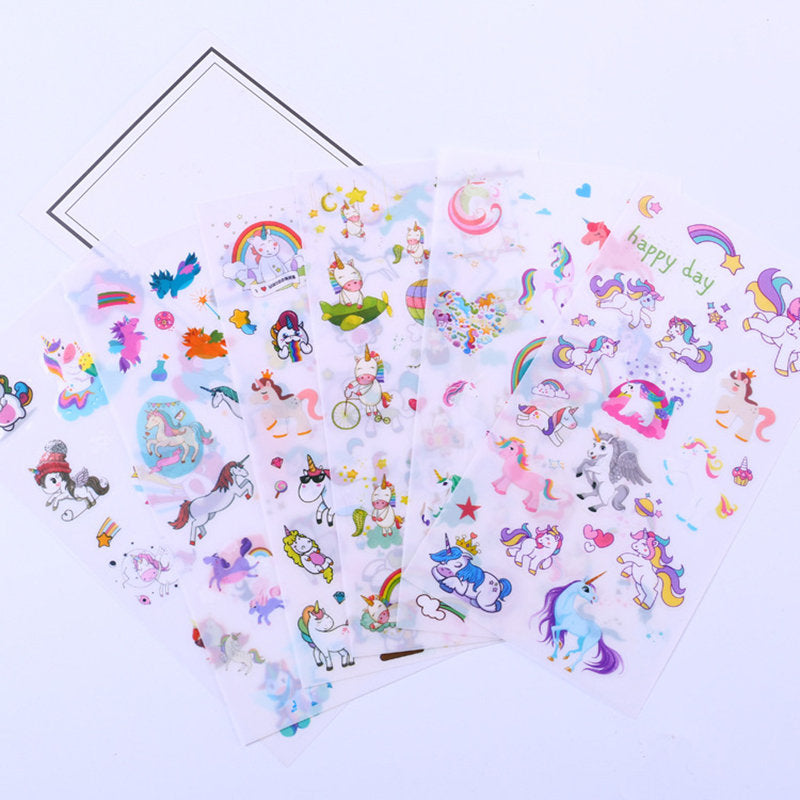 Unicorn sticker pack - 6 sheets of cute stickers