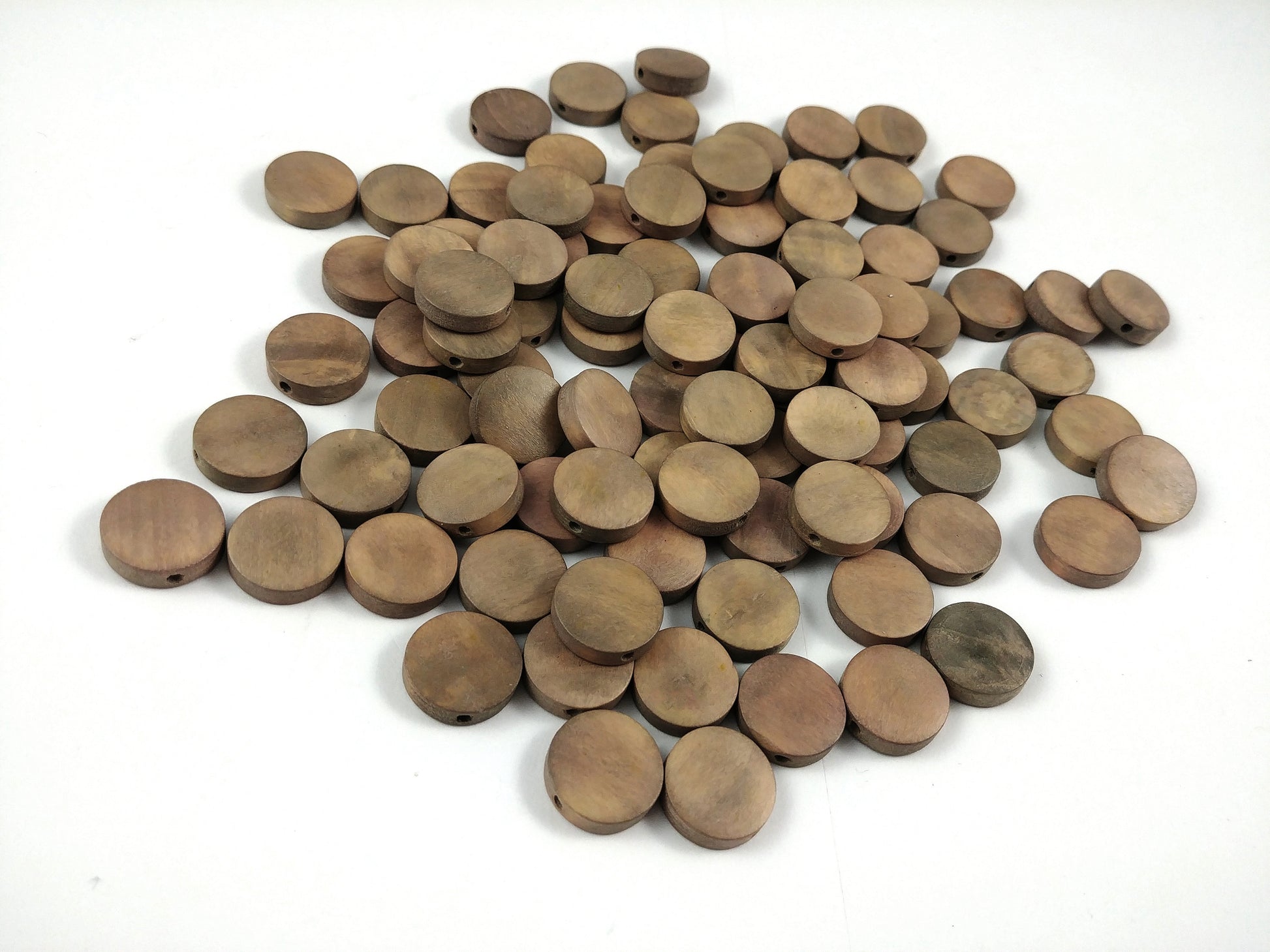 Wood Beads Flat Round 15mm - Choose your color