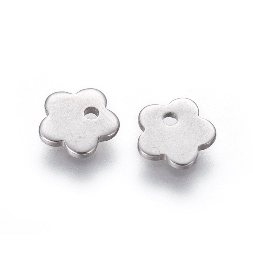 Tiny flower charms stainless steel hypoallergenic charms 10pcs