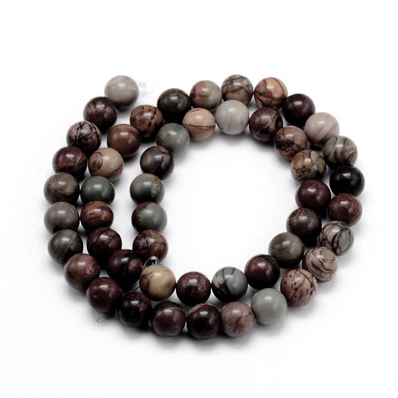 Natural Picasso Stone Beads Strands Colorful Round 4mm