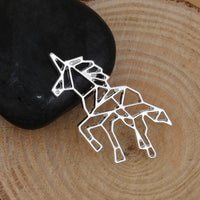Origami unicorn charm, silver or gold metal unicorn charms