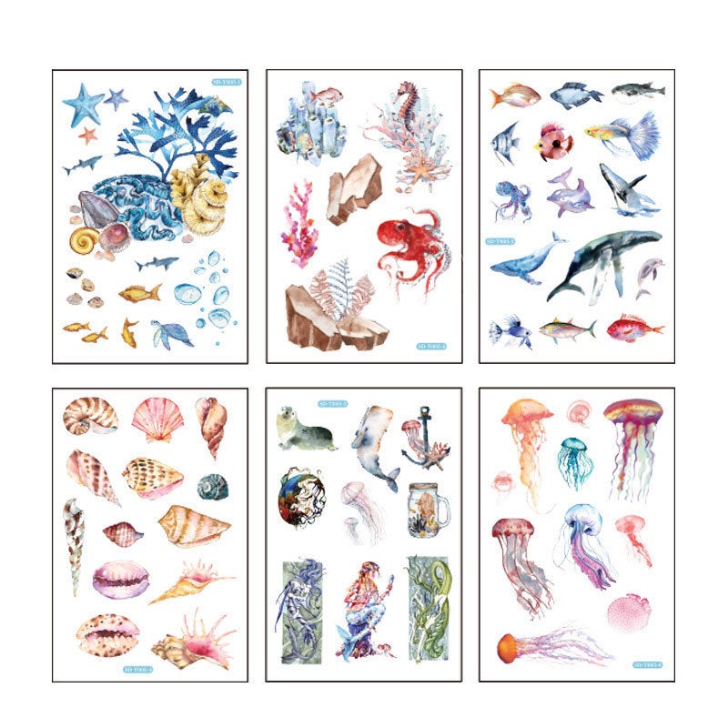 Treasures of the sea sticker pack - 6 sheets of paper stickers