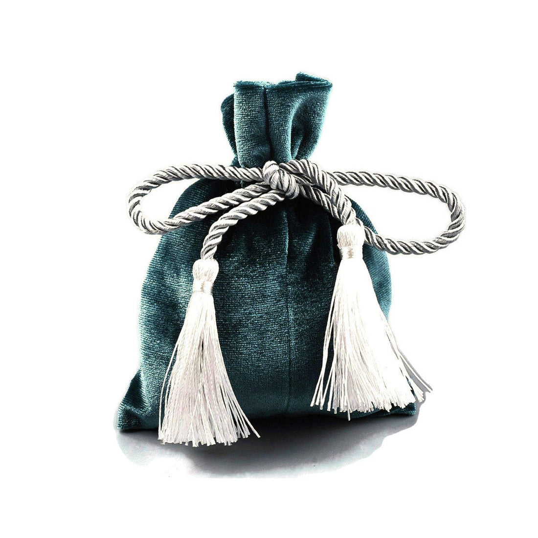Emerald velvet pouch bag with tassel rope