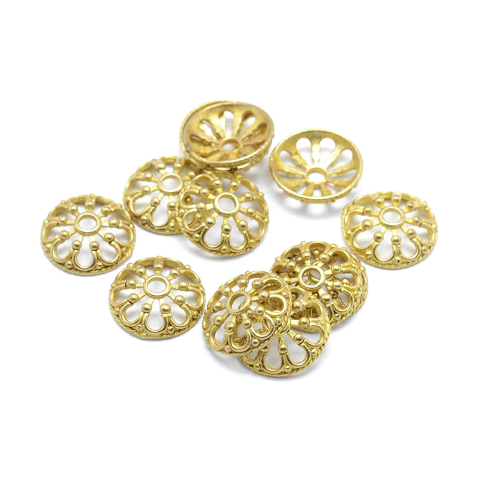 10 Flower gold bead caps 11mm  - Nickel free, lead free and cadmium free beadcaps