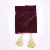 Rubis red velvet pouch bag with tassel rope