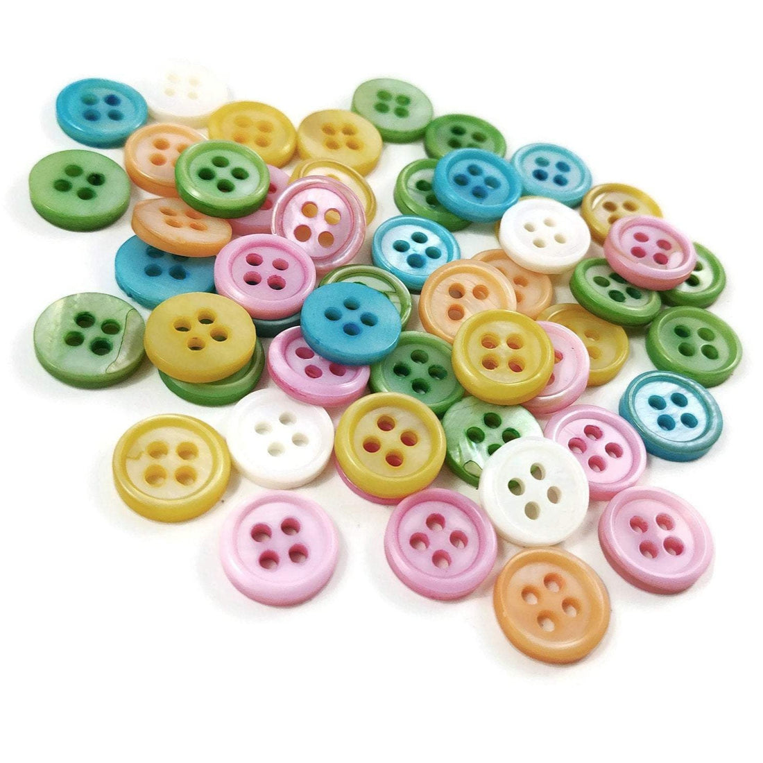 Bouton en nacre véritable 10mm - ensemble de 6 boutons - Bleu, vert, rose, jaune, orange ou blanc