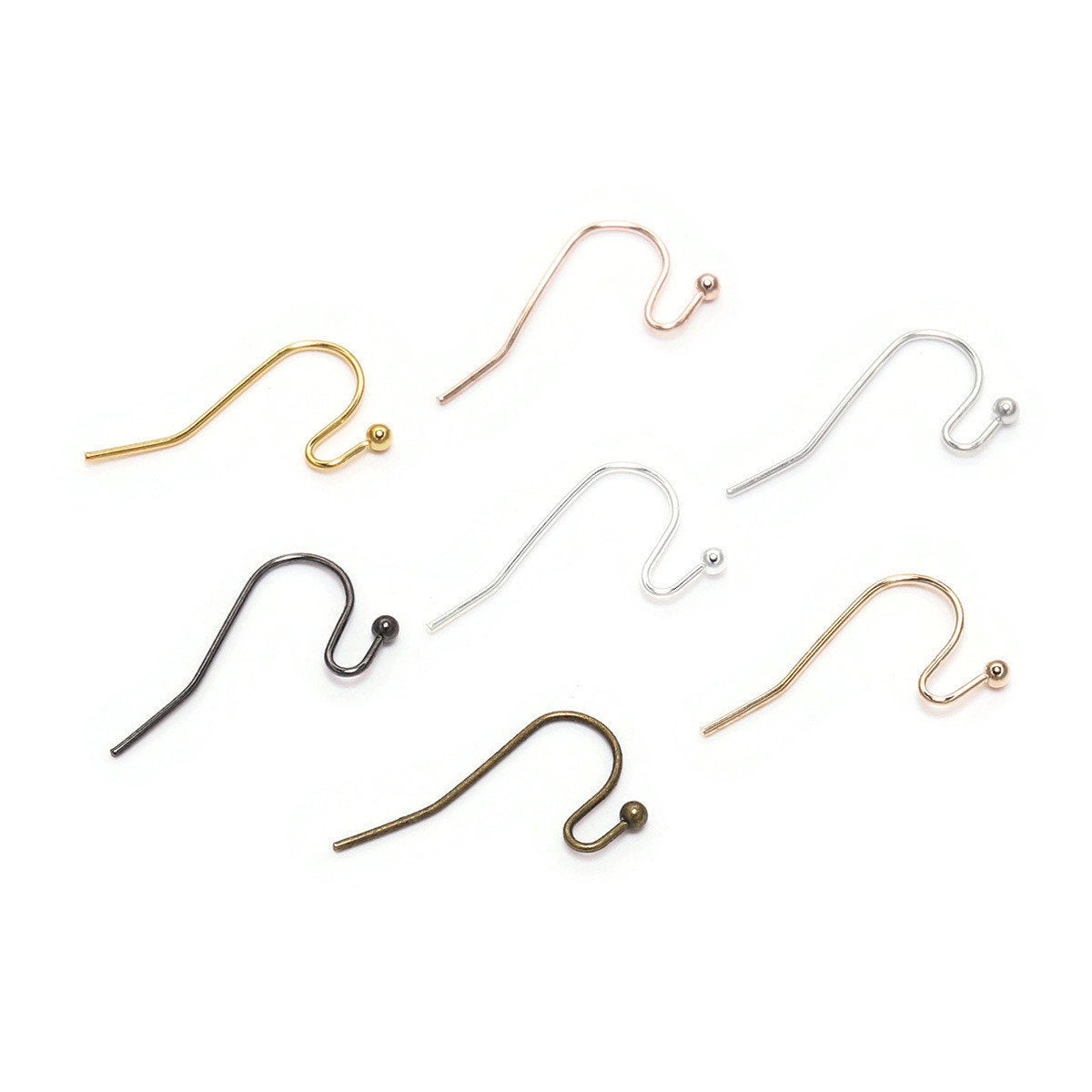 100 brass earring hooks - Nickel free earwire - Gold, Silver, Bronze, Gunmetal