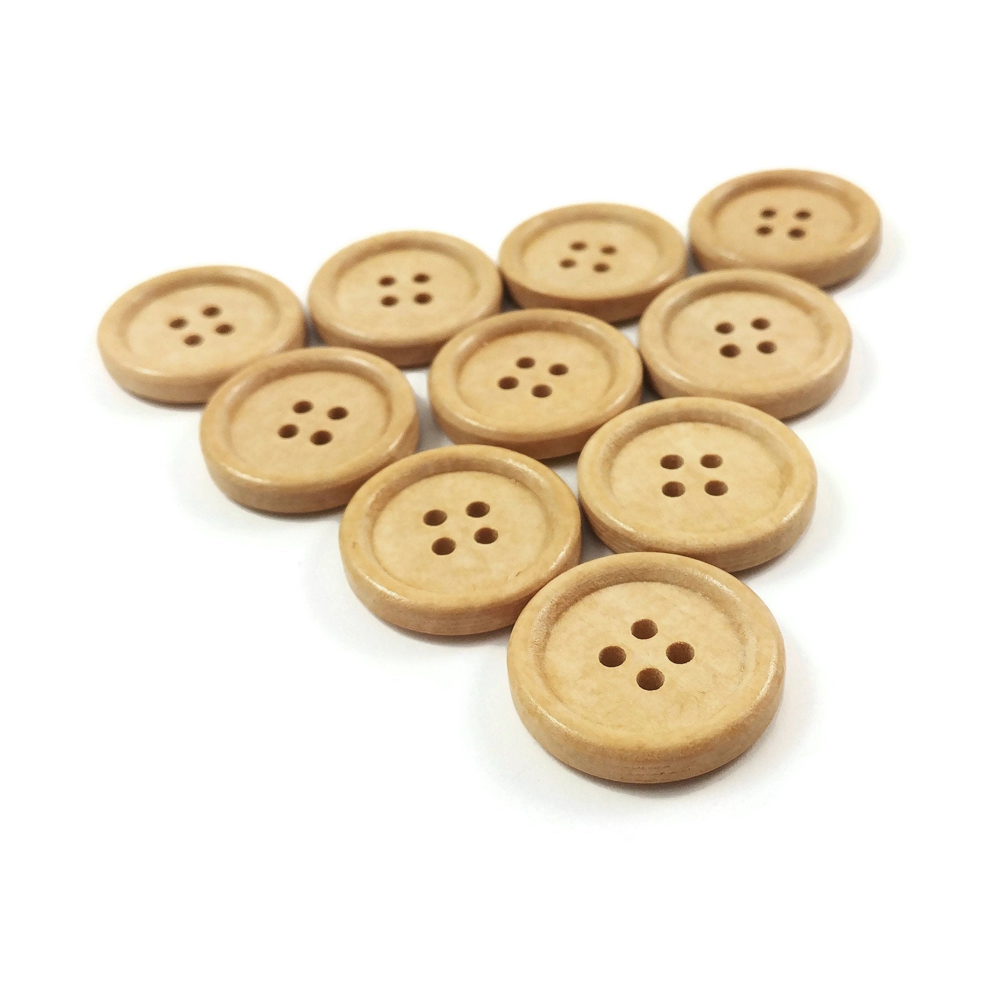 Natural wood button set of 10 craft button 23mm
