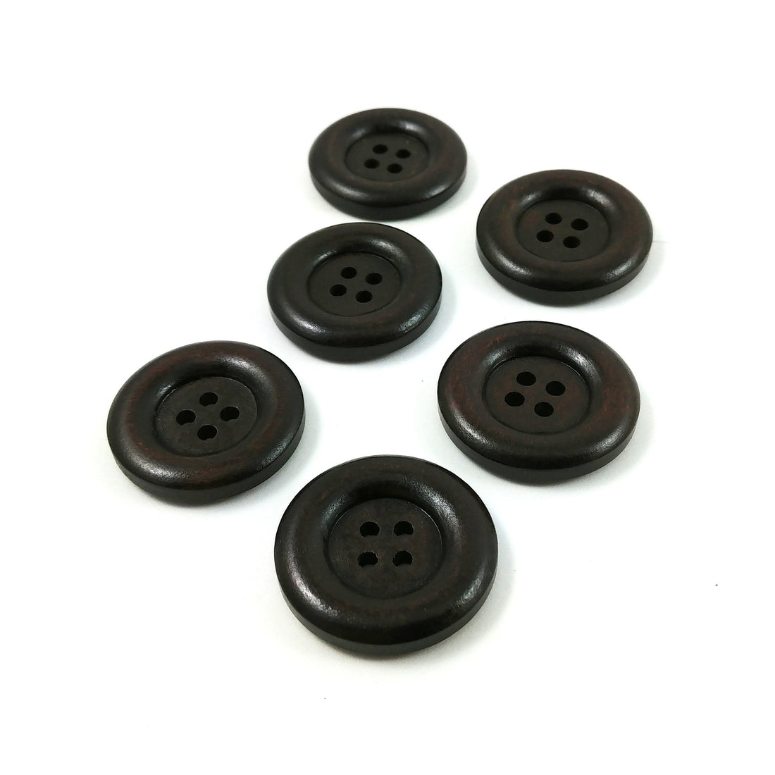 Bouton de bois brun foncé de 3cm - ensemble de 6 boutons en bois naturel