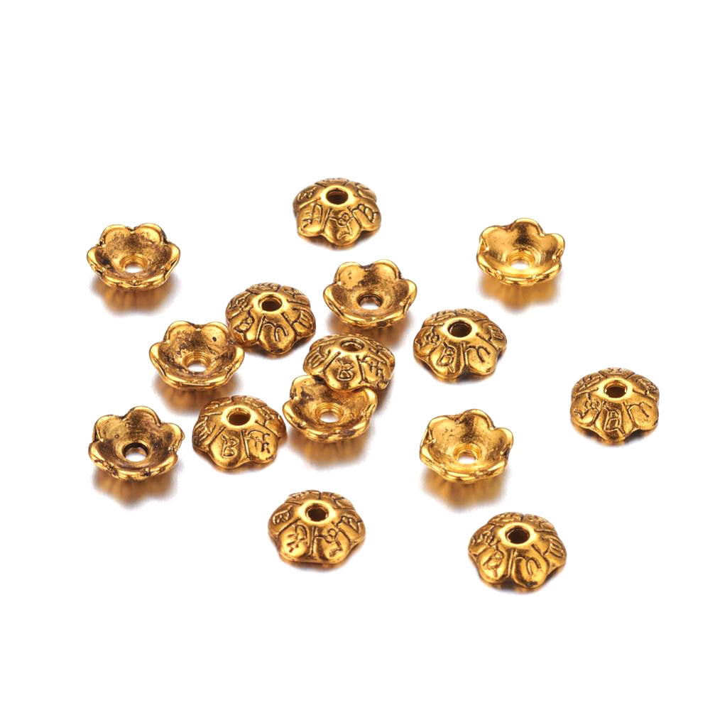 10 Flower gold bead caps 6mm  - Nickel free, lead free and cadmium free beadcaps
