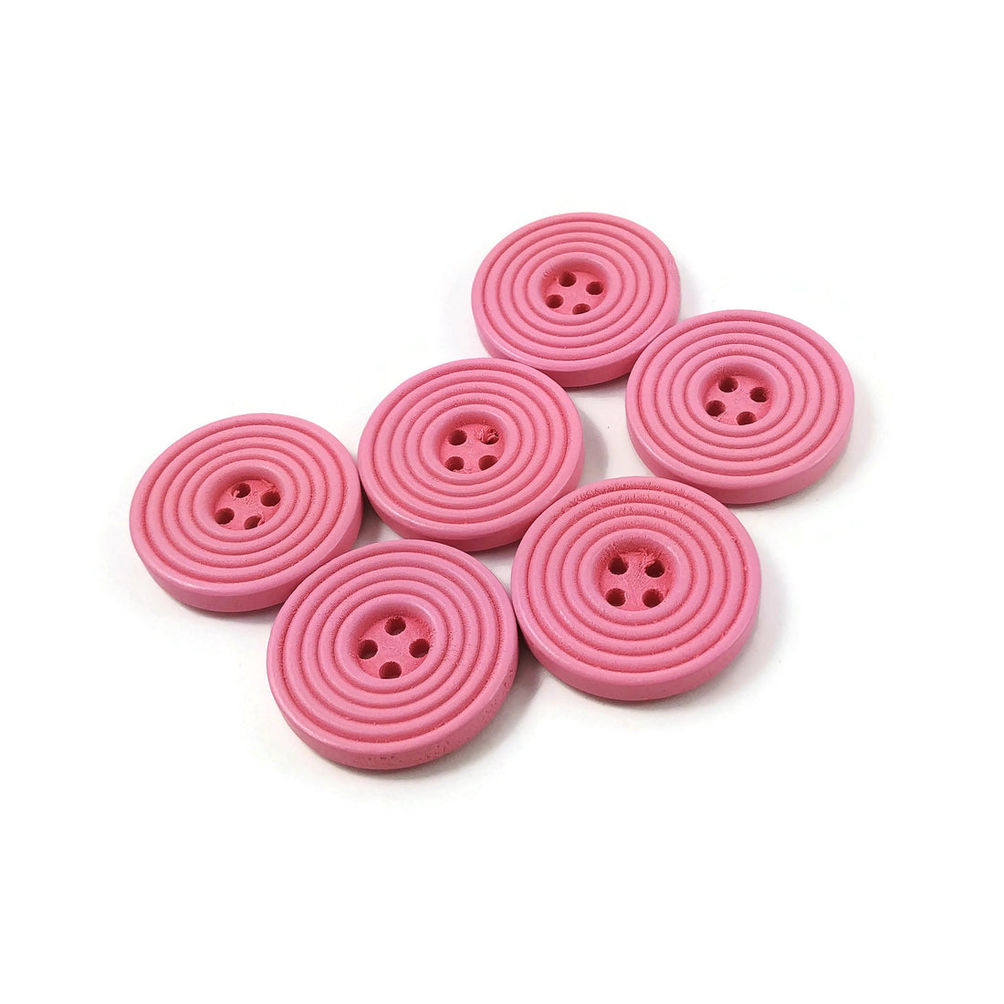 6 Wooden Pastel Buttons – 25mm (1 inch) – Pick Your Color