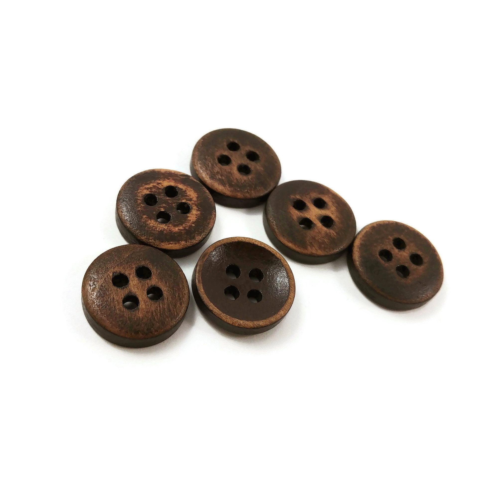 Bouton de bois marron foncé de 1.5cm - ensemble de 6 boutons