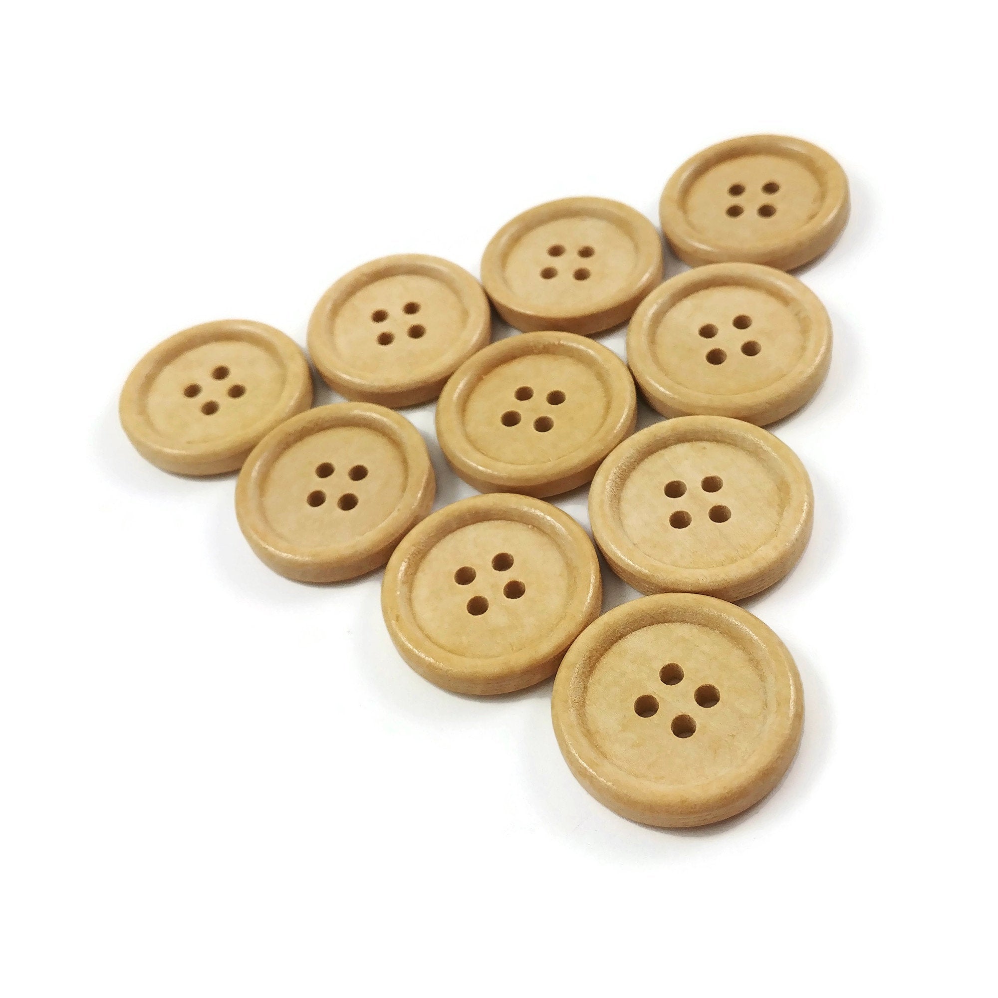 Natural wood button set of 10 craft button 23mm