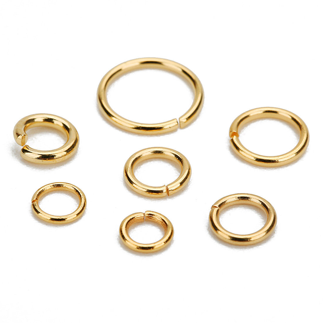 Gold plated stainless steel jump rings 4, 5 or 8mm - 100pcs