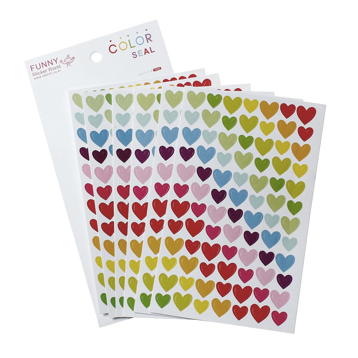 Heart sticker set - 6 sheets