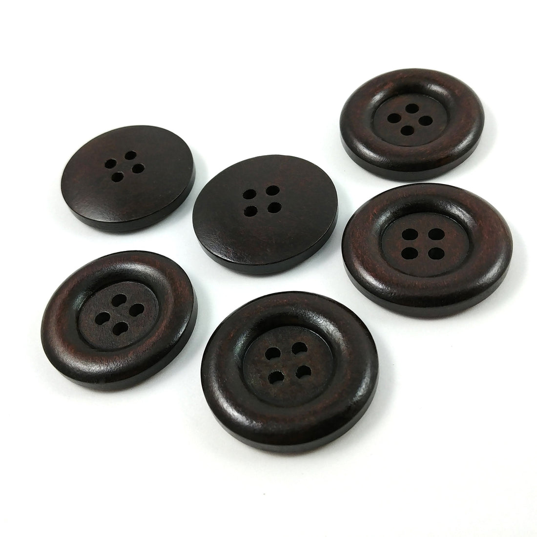 Bouton de bois brun foncé de 3cm - ensemble de 6 boutons en bois naturel