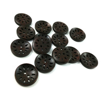 6 hollow wooden buttons 25mm