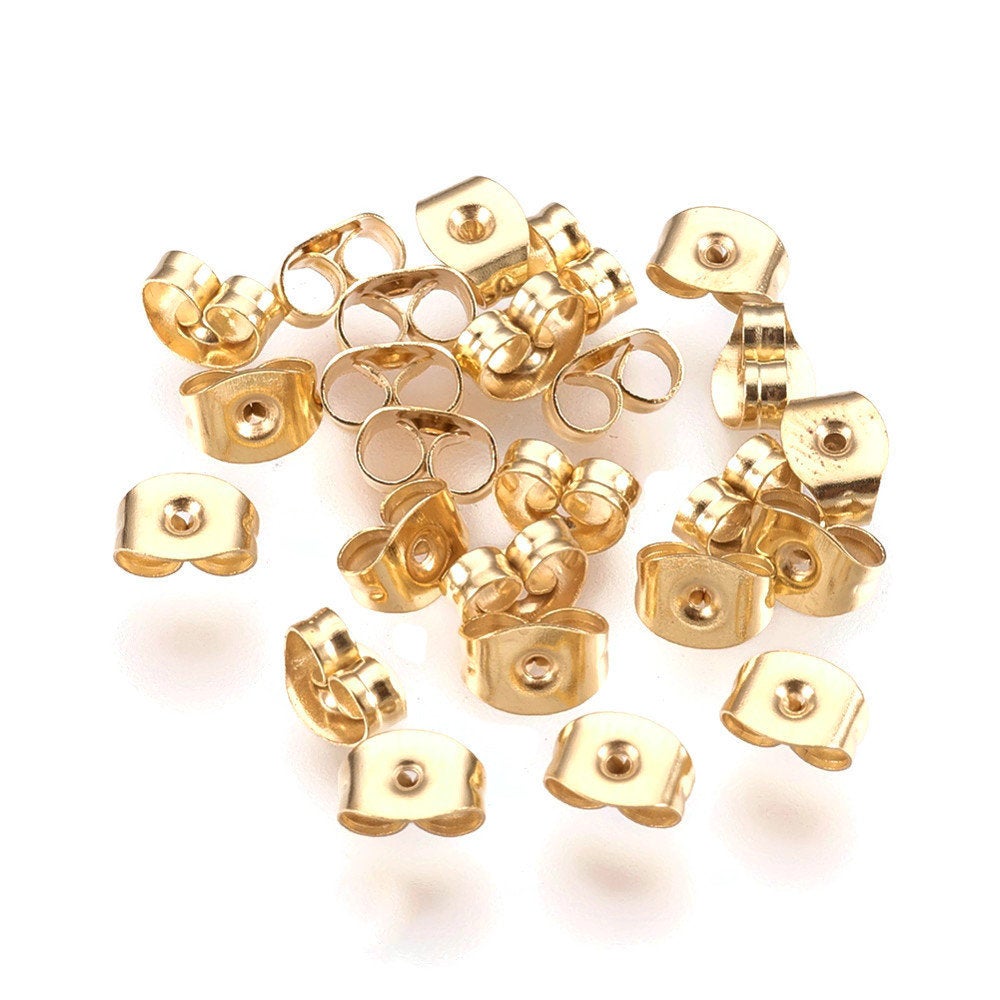 50 Gold stainless steel earring backs