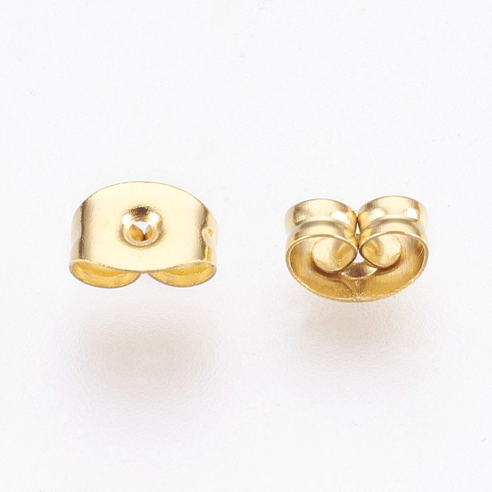 50 Gold stainless steel earring backs