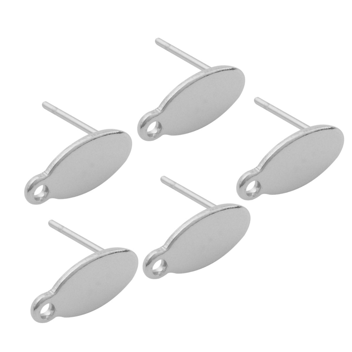 Stainless steel oval earring posts with hole