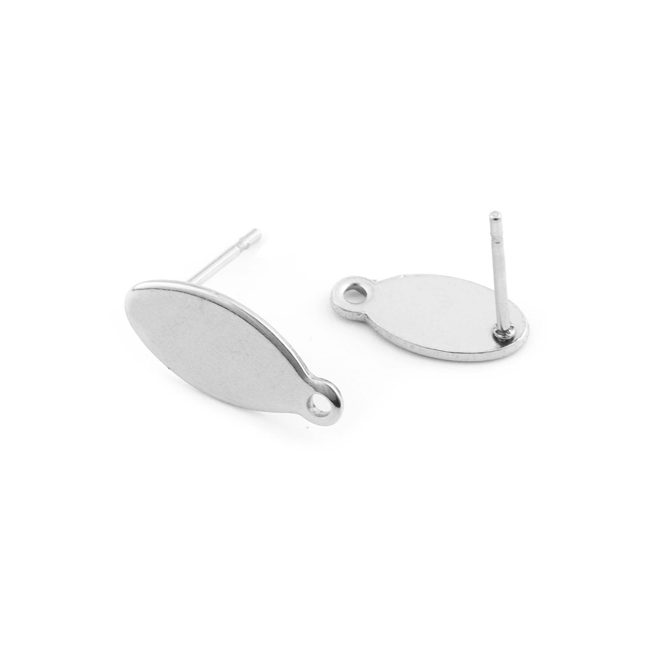 Stainless steel oval earring posts with hole