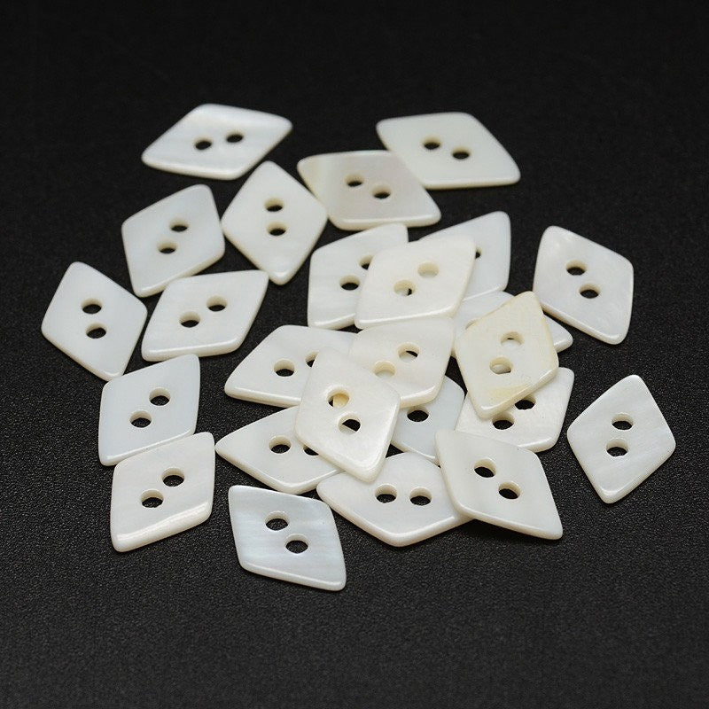 Lozenge MOP buttons - Mother of Pearl Shell Buttons 14mm - set of 6