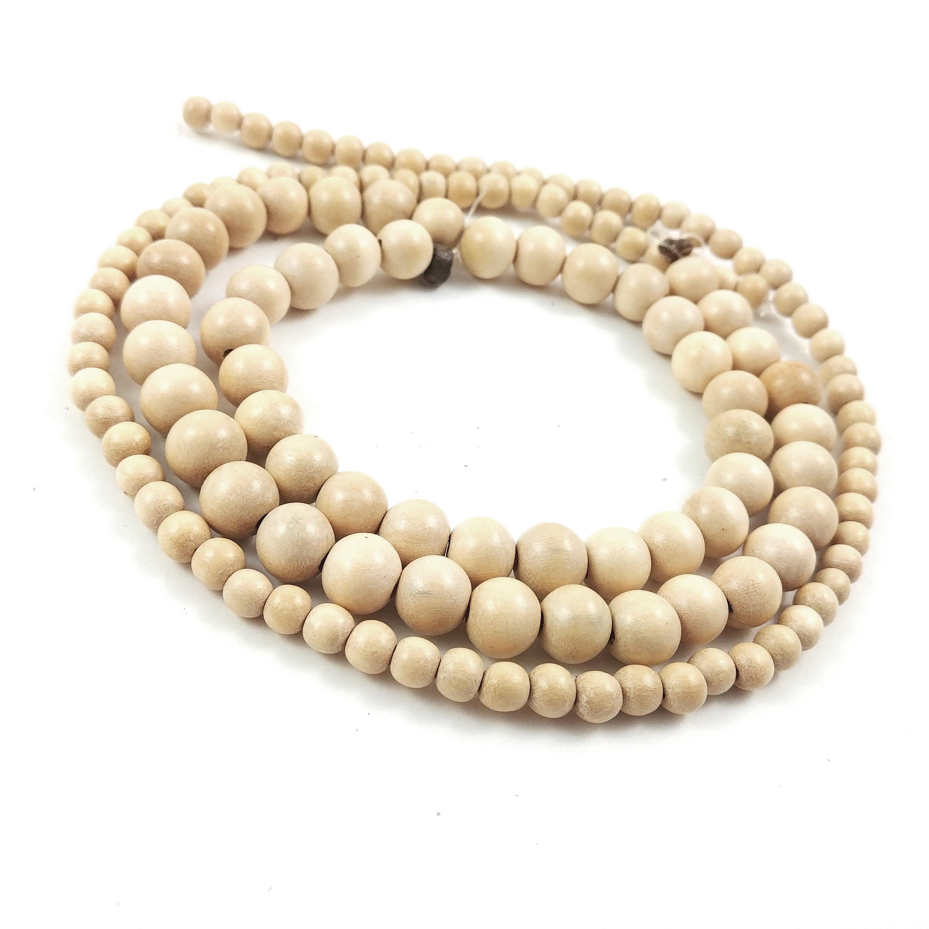 Whitewood 4, 6 or 8mm wood round beads 16 inch strand