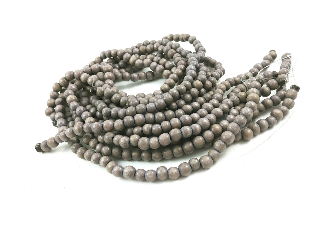 6mm, 8mm or 10mm Wood round beads - Dove grey