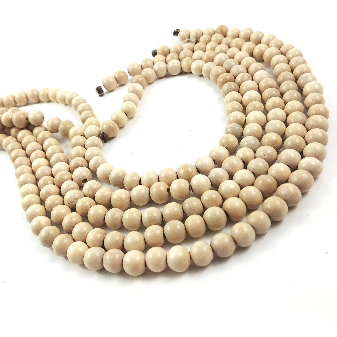 Whitewood 4, 6 or 8mm wood round beads 16 inch strand
