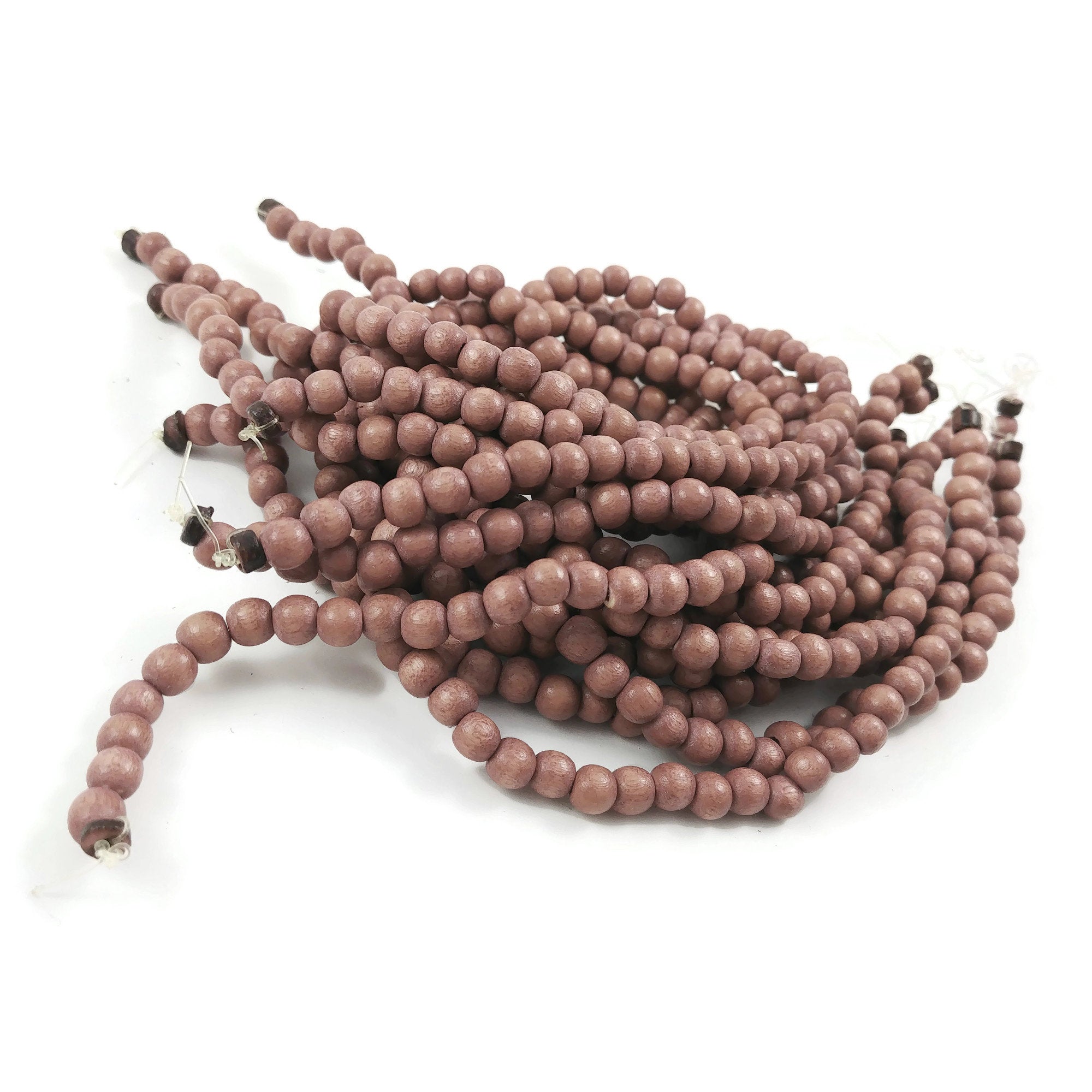 6 or 8mm Wood round beads - Beige