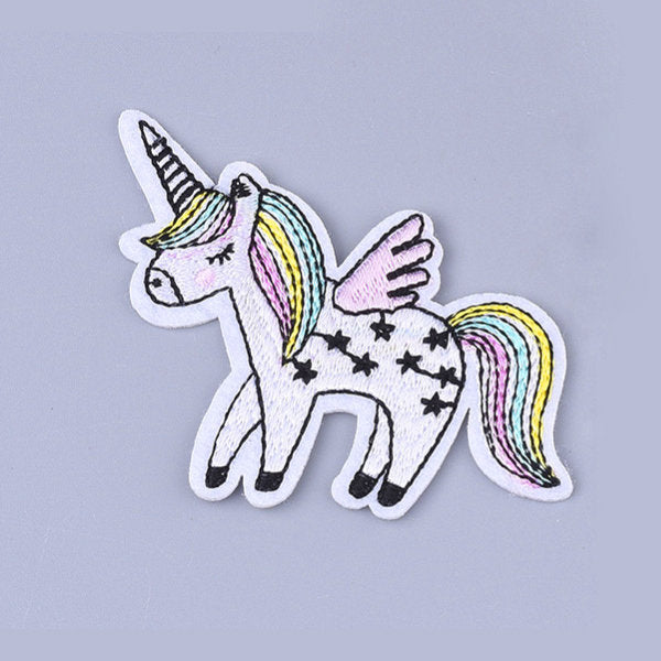 Rainbow unicorn iron on patches, embroidered patch, sew on patch