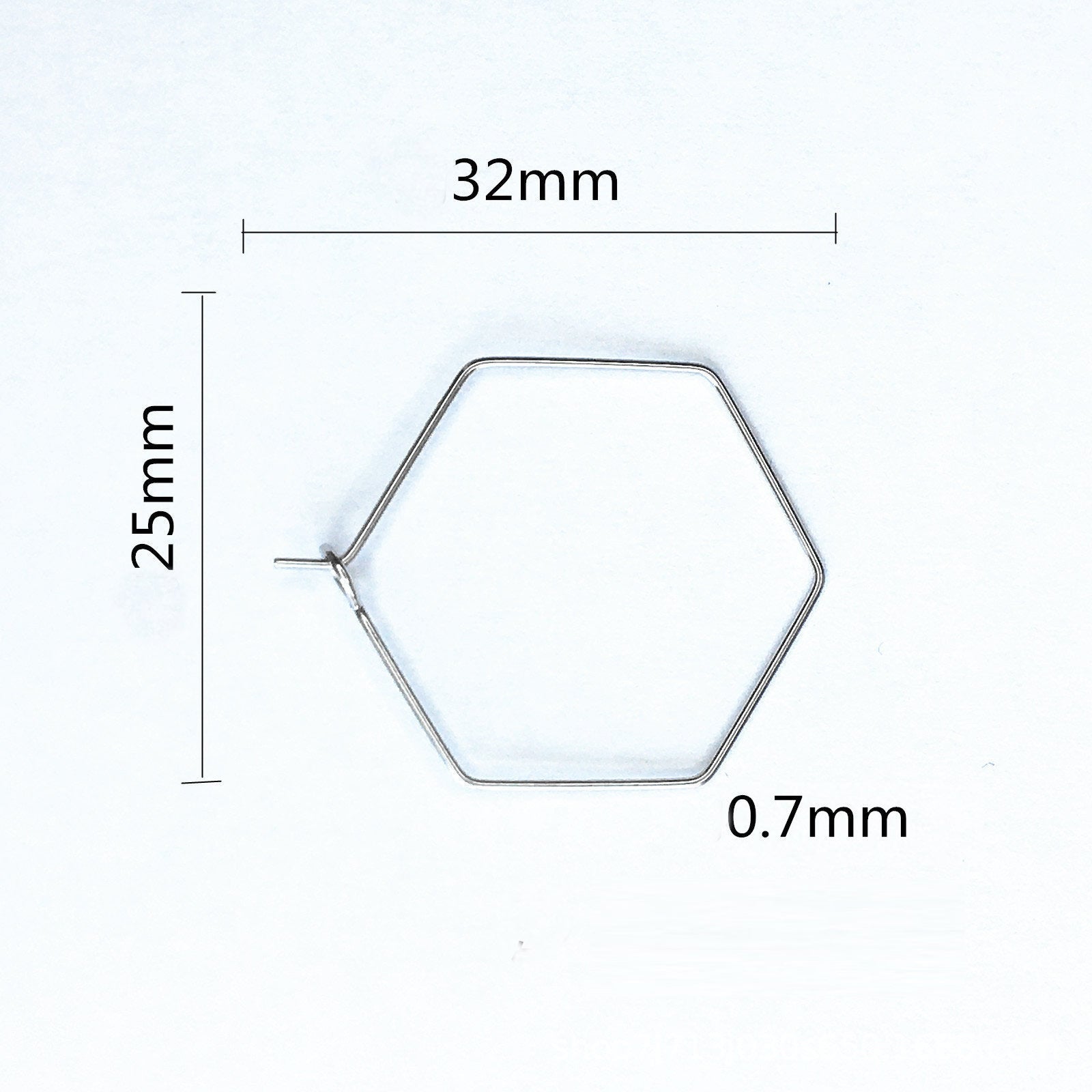 Stainless steel hexagon hoops 10pcs (5 pairs) - 2 size available