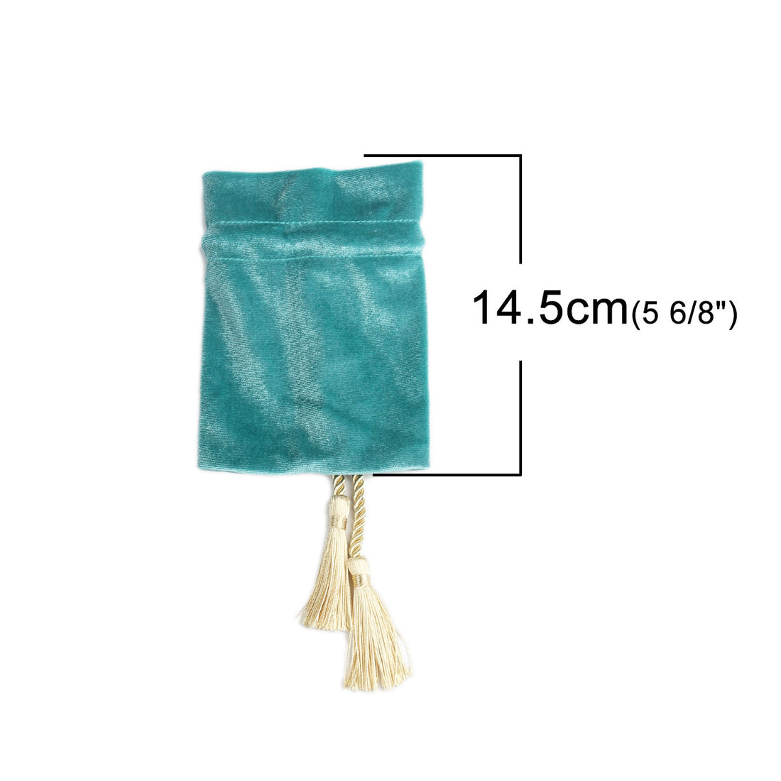 Aqua velvet pouch bag with tassel rope