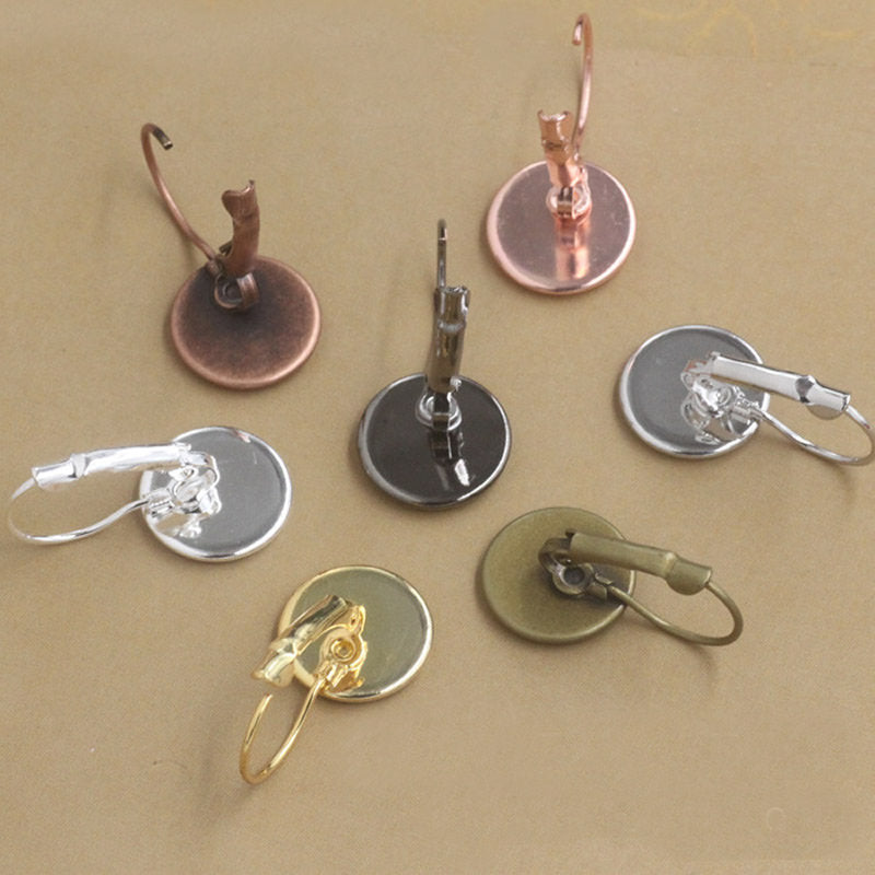 Brass lever back cabochon settings earring hooks 10pcs (5 pairs) - Nickel free, lead free and cadmium free - Rose gold