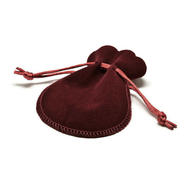 Red faux velvet pouch bag
