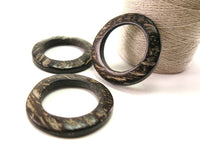 Coconut Dark Brown Ring Link Disks Set of 6 - 38mm - Natural Nut Discs Beads