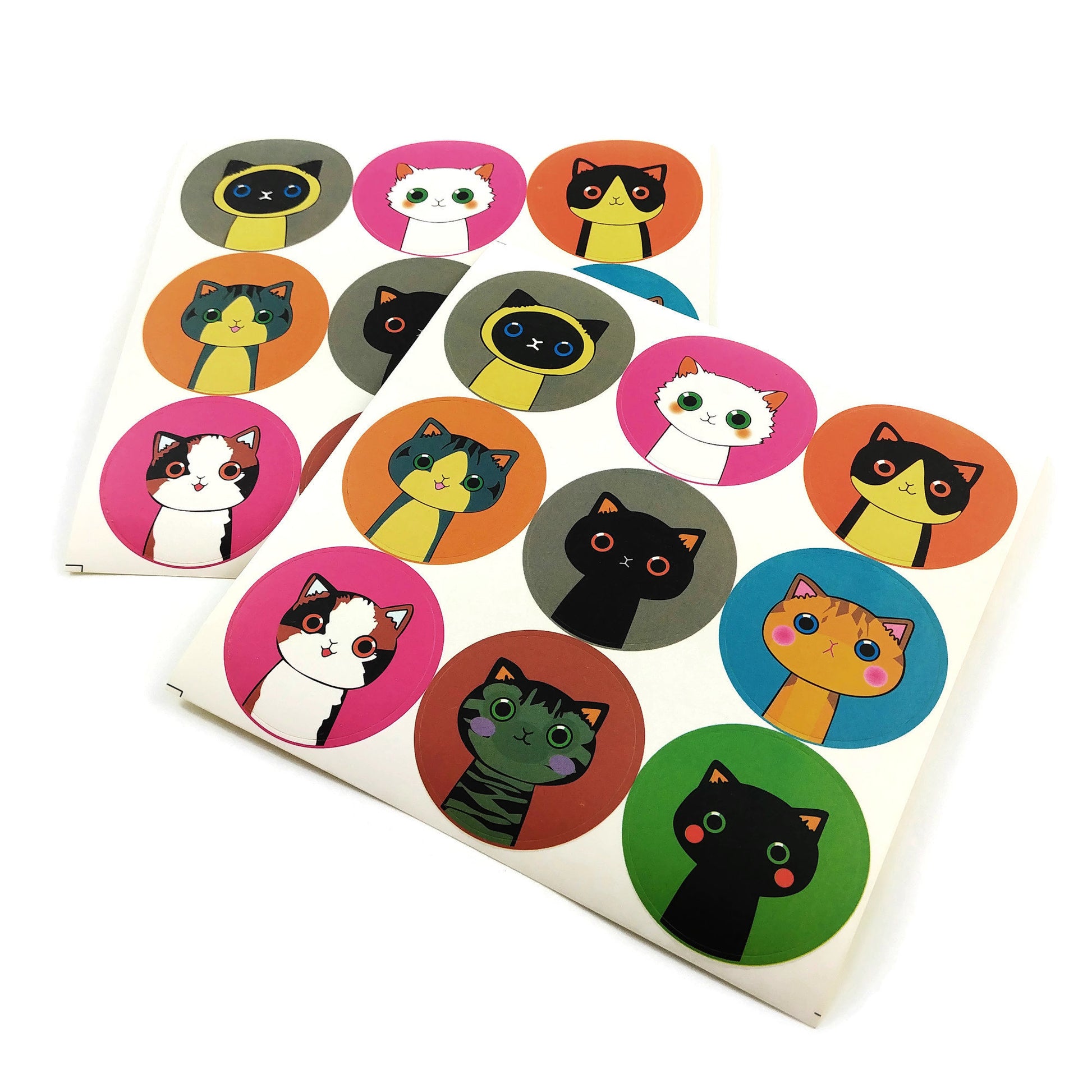 18 Round Stickers - Cats