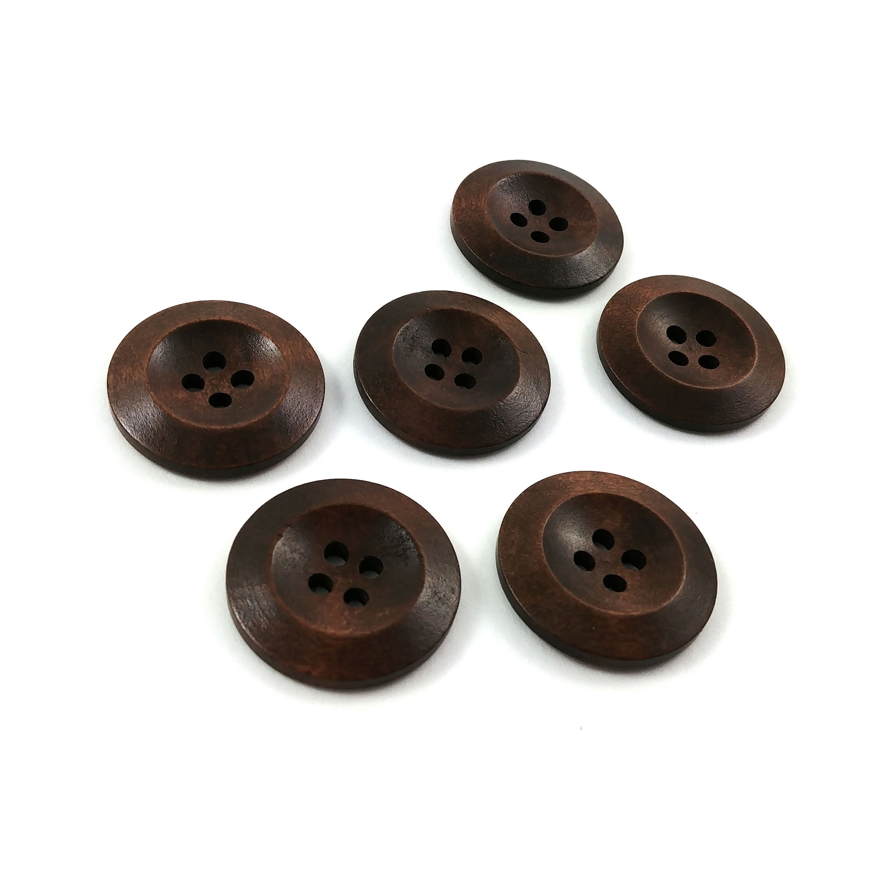 Wholesale Wooden button - Brown 4 Holes Wood Sewing Buttons 15mm - set