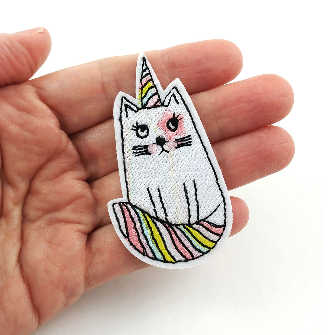 Cat unicorn iron on patches, embroidered patch, sew on patch