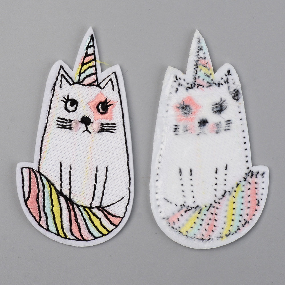 Cat unicorn iron on patches, embroidered patch, sew on patch