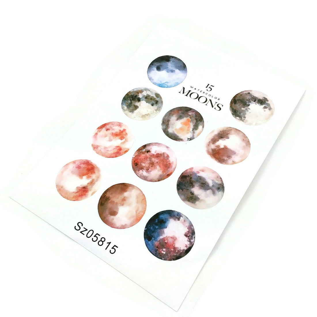 Uncut Stickers - Watercolor Moon and Planet DIY Sticker Sheet