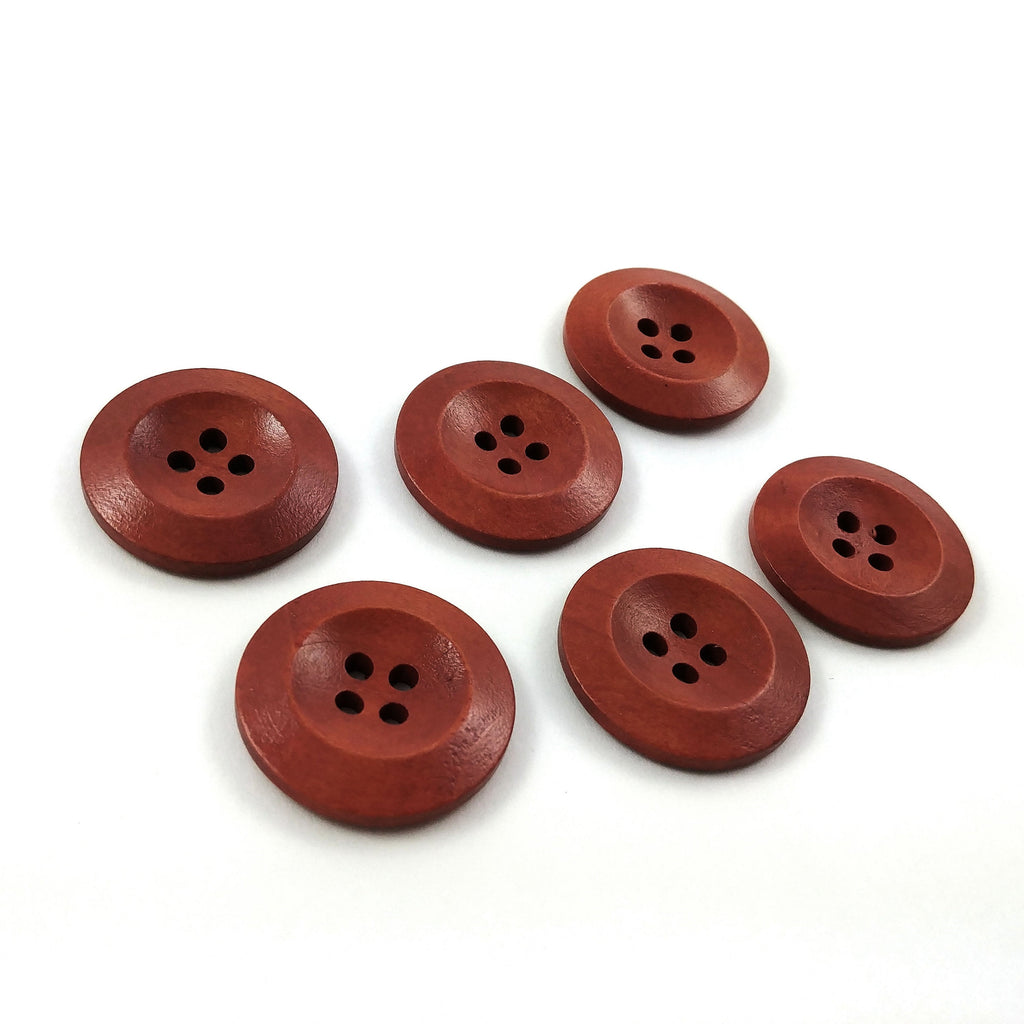 Wooden Sewing Buttons 28mm - set of 6 natural wood button - 6 colors a