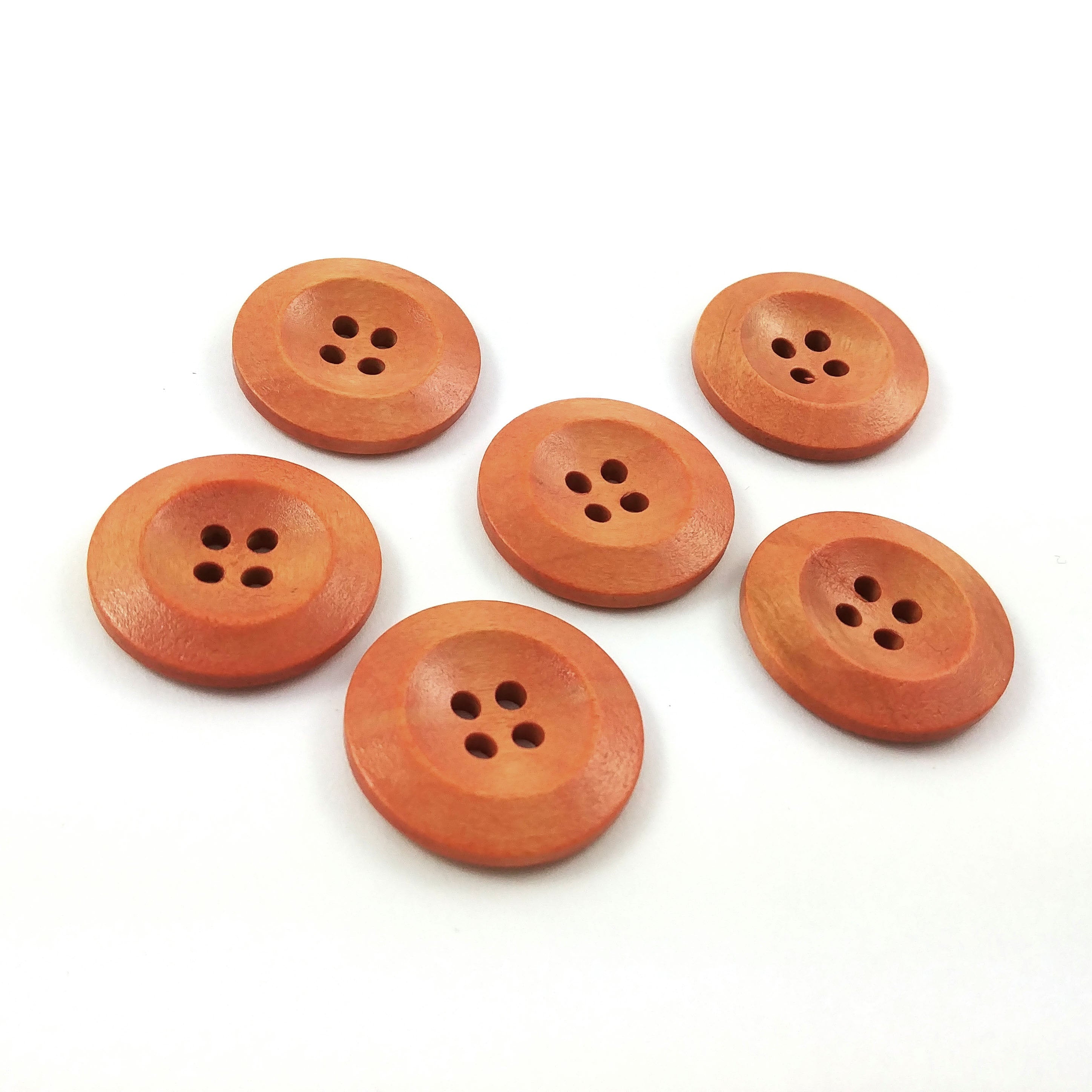 Wooden Sewing Buttons 28mm - set of 6 natural wood button - 6 colors available