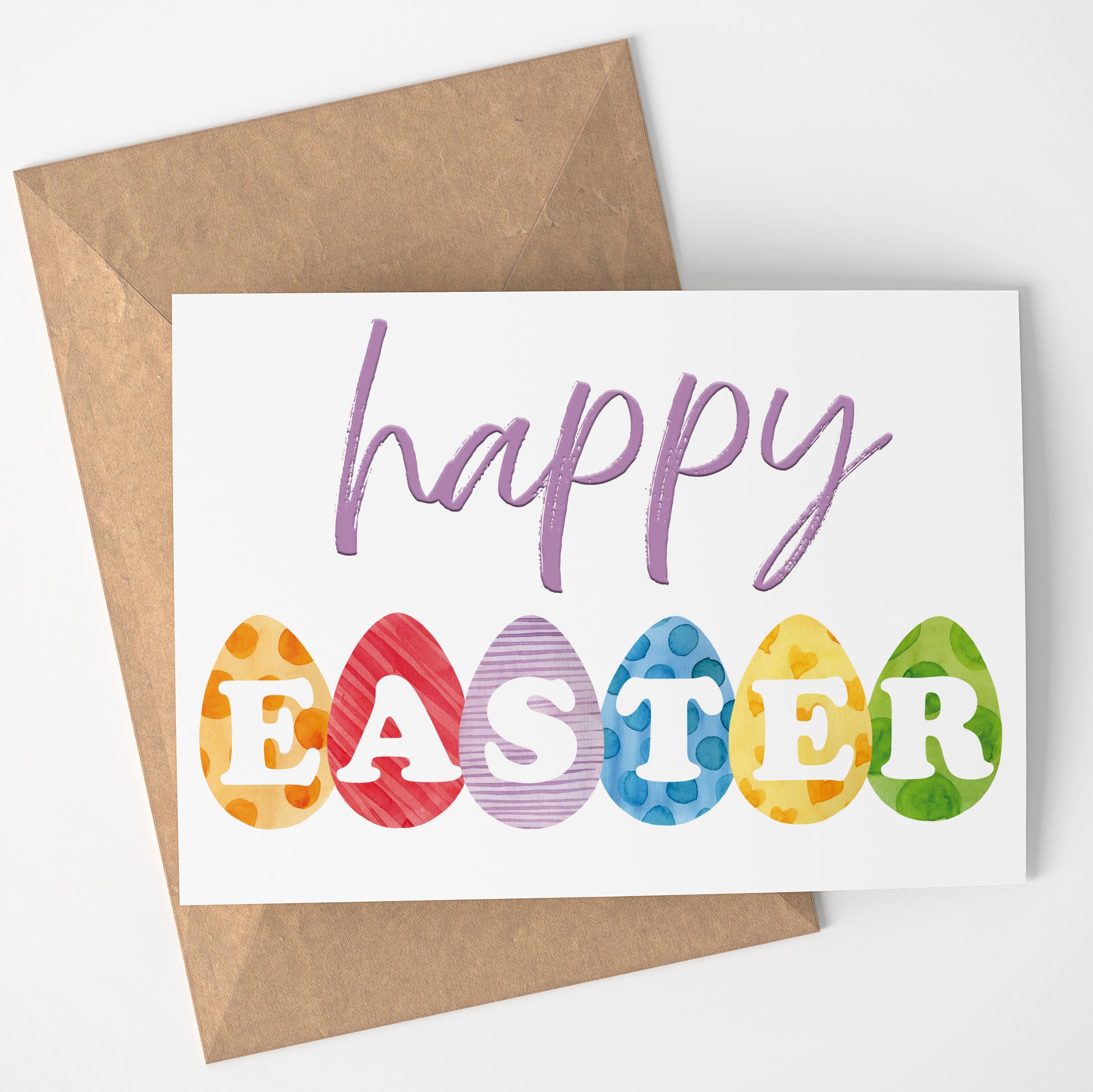 HAPPY EASTER greeting card - Printable instant download Easter eggs ca