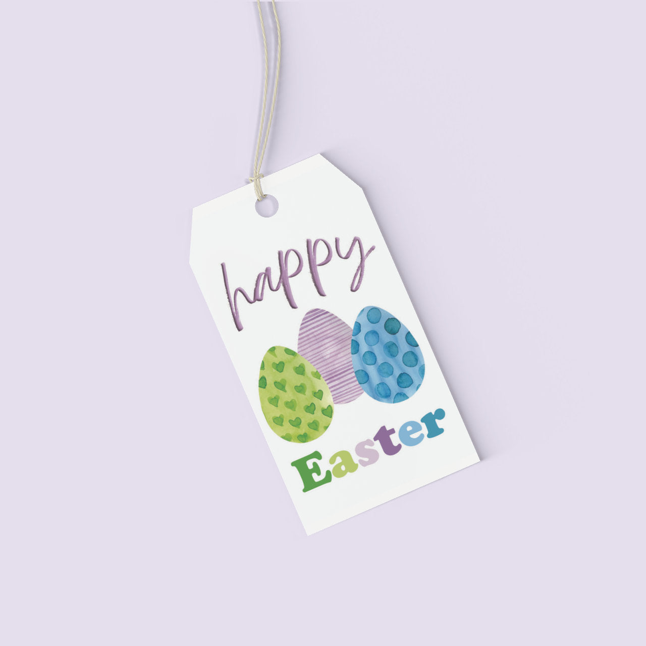HAPPY EASTER gift tag - Printable instant download Easter eggs hang tag