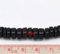Black Coco wood Beads - Eco Friendly Donuts Rondelle Disk Beads 8mm - 100pcs