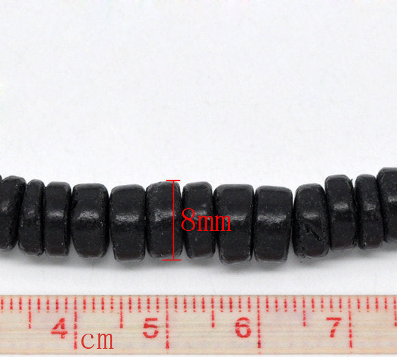 Black Coco wood Beads - Eco Friendly Donuts Rondelle Disk Beads 8mm - 100pcs